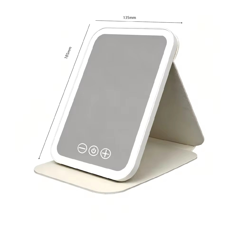 Rechargeable Folding LED Makeup Mirror with 3 Light Modes