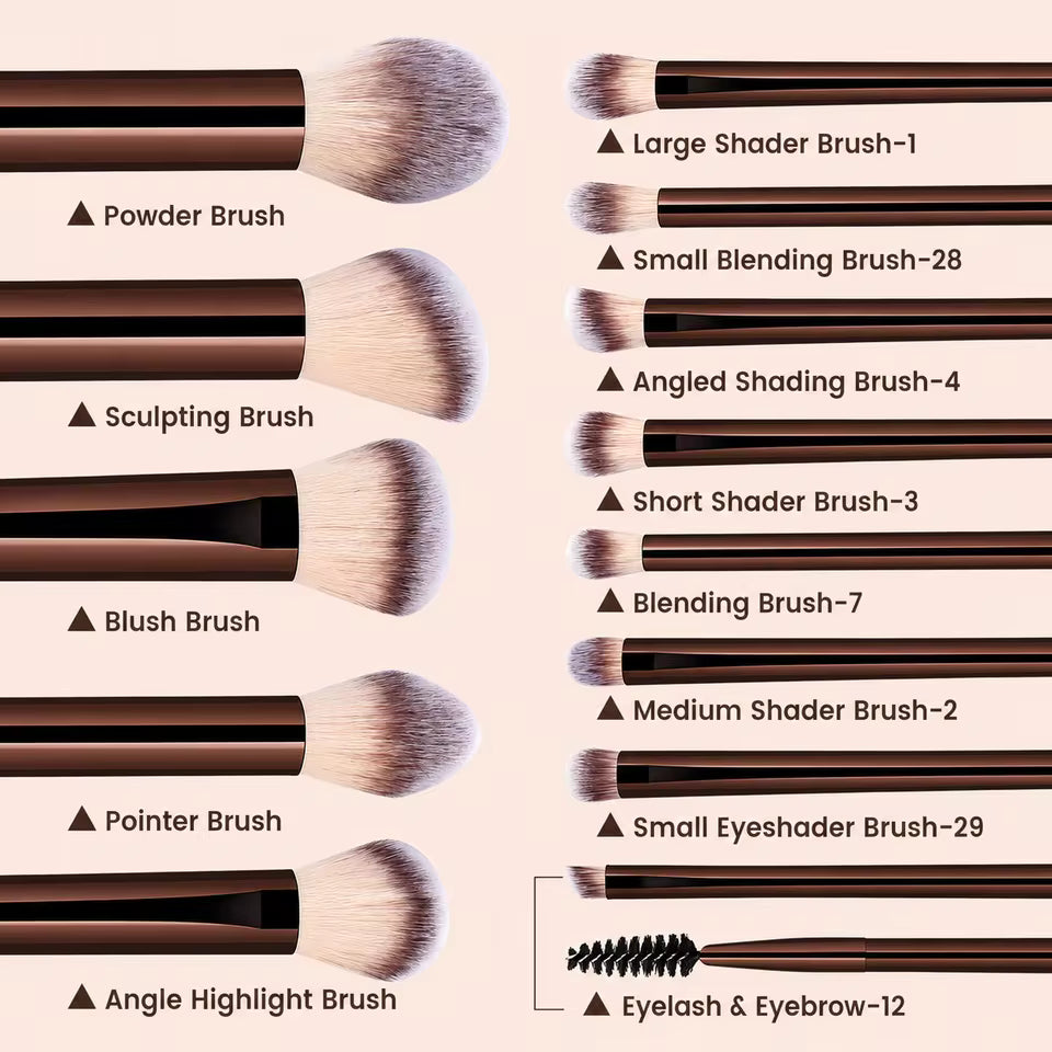 15-Piece Professional Makeup Brush Kit with Storage Bag